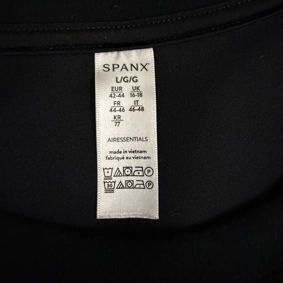 Spanx Air Essentials Women's Large Black Cinched Waist Tshirt Dress w/ Pockets - Picture 6 of 8